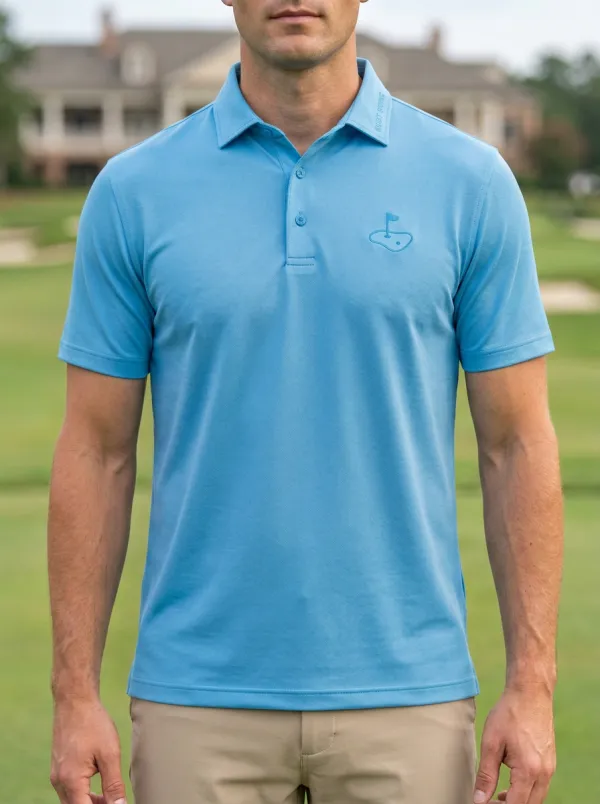Lightweight Flag-Motif Embroidered Golf Polo Shirt