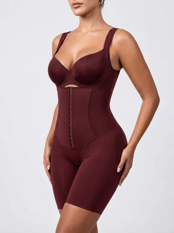 Women's Tummy Control Hook-Eye Closure Seamless Printed Shapewear Bodysuit
