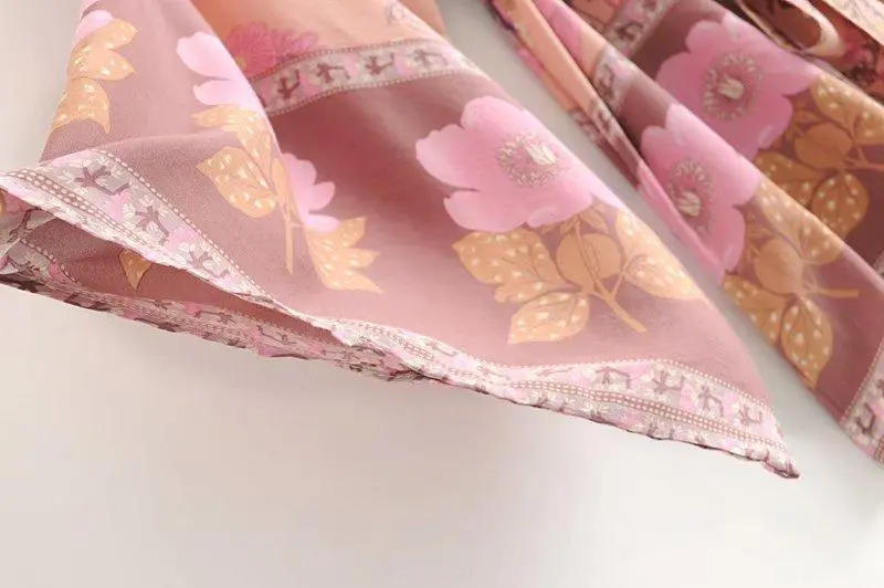 Floral Print Bat Sleeve Kimono Dress