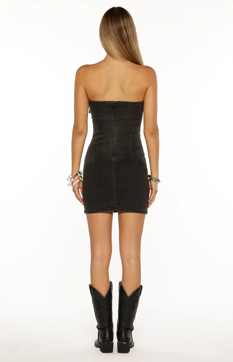 Strapless Bodycon Buckle Mini Dress