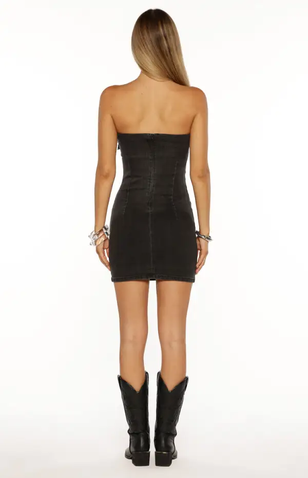 Strapless Bodycon Buckle Mini Dress