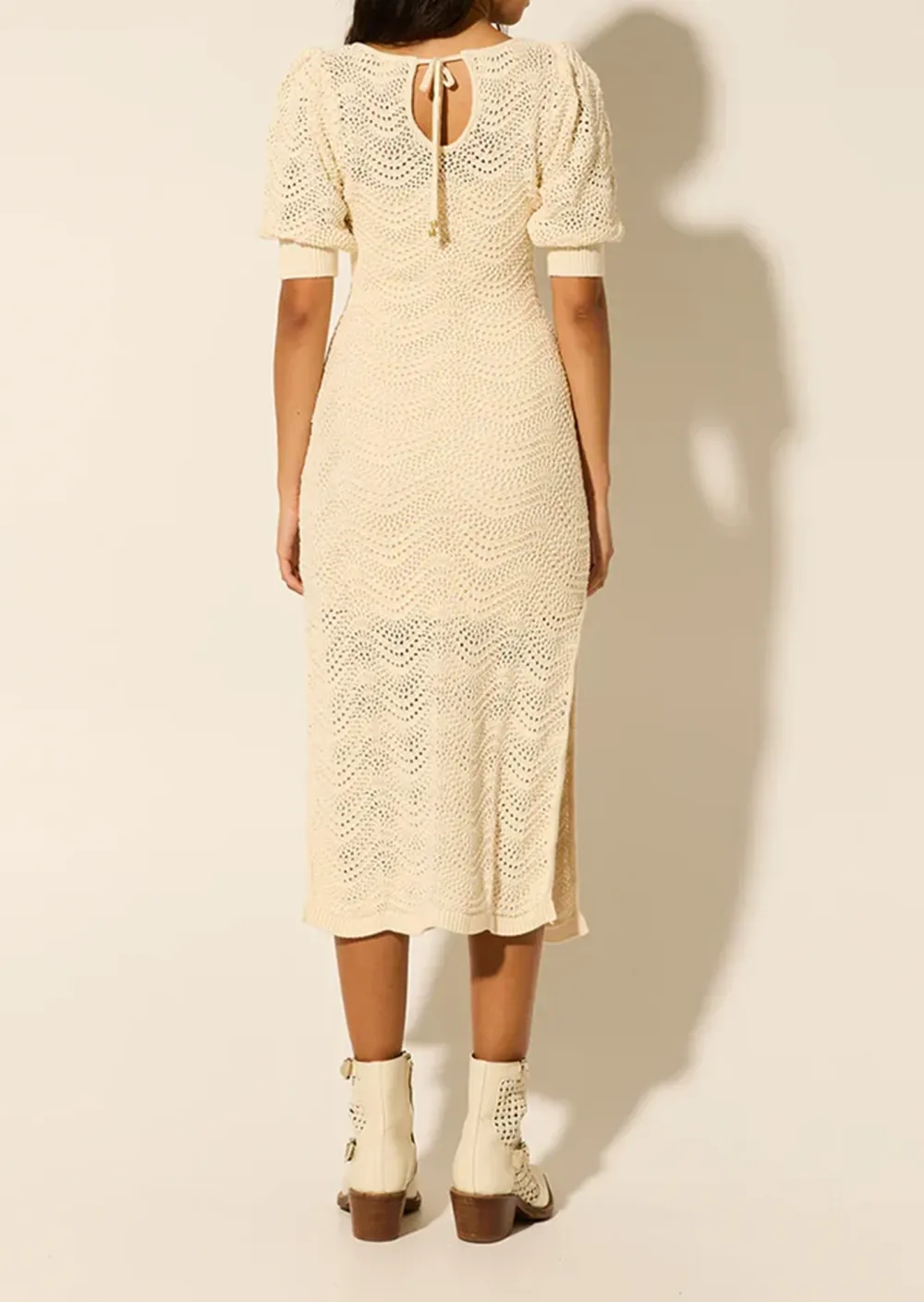 ROUND NECK KNIT MIDI DRESS
