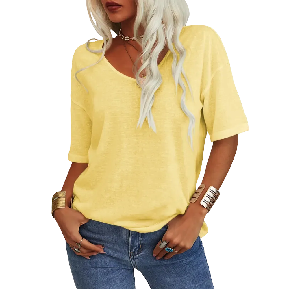 Women's Soft V-Neck Short-Sleeve T-Shirt-🔥8-Pack- Only $24