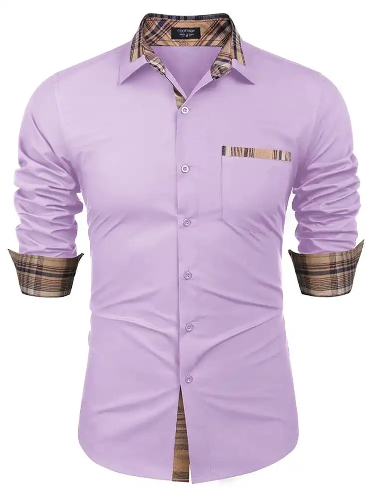 Cotton Plaid Collar Button Down Shirt