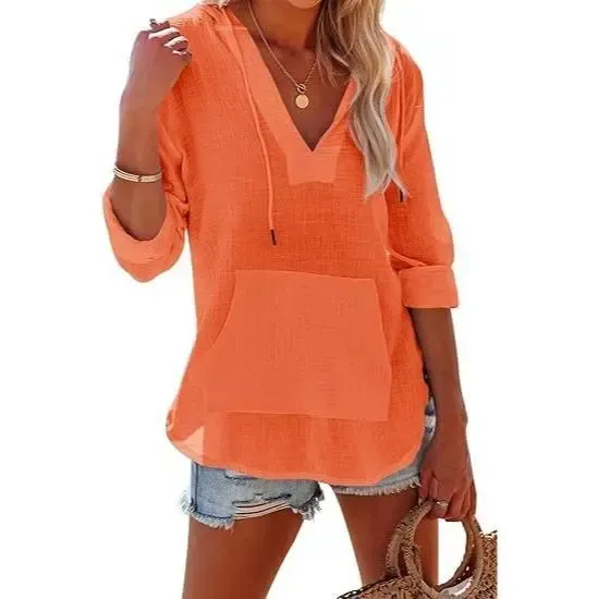 Women's Hooded Beach Cover Up Top
