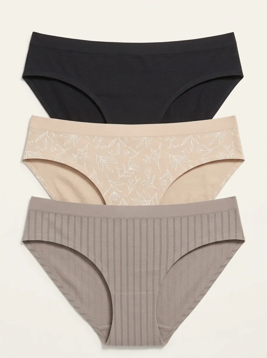 Seamless-Look Striped Floral Panty Set