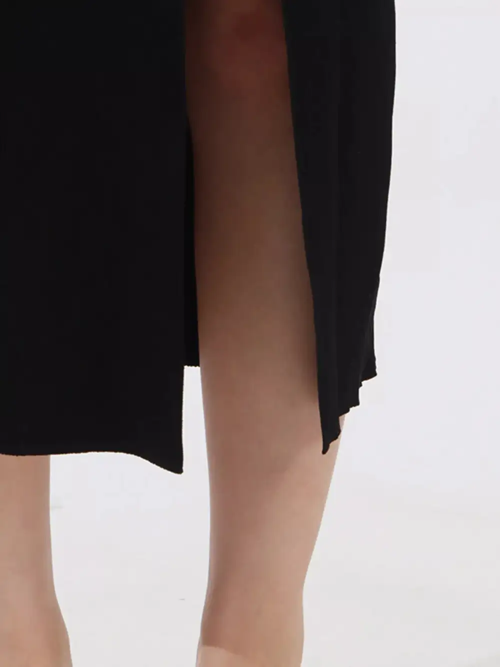 Smooth Finish Round Neck Slit Sleeveless Dress