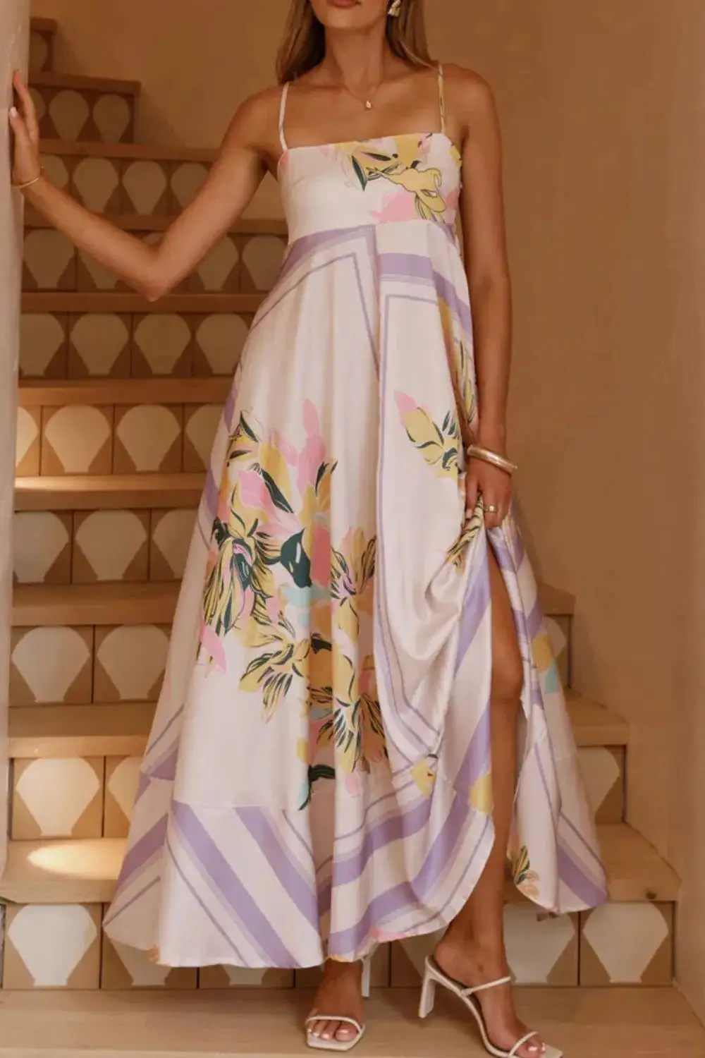Printed Square Neck Maxi Dress