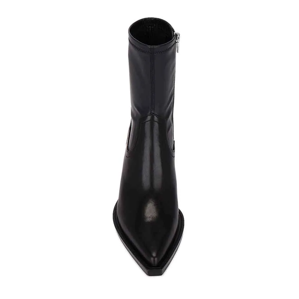 Faux-Leather Side-Zip Zip-Up Pointed-Toe Ankle Boots