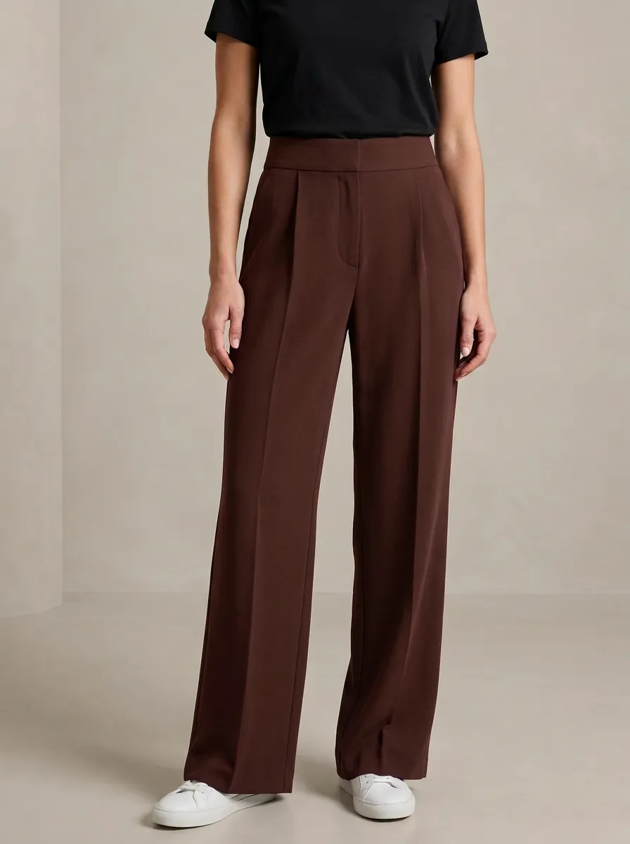 Relaxed Wide-Leg Pleated Women's Wide-Leg Pants