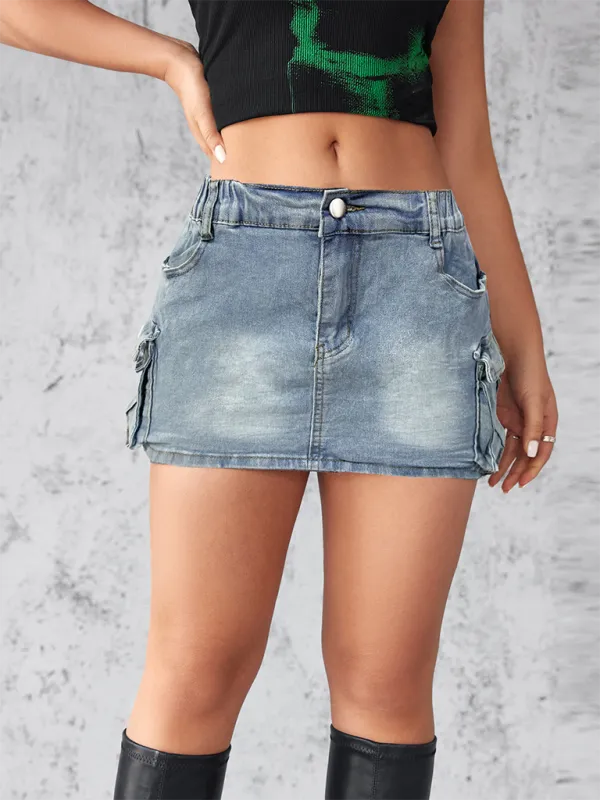 Denim Cotton Blend Skirt