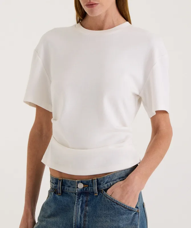 Cream Asymmetric Jersey Tee