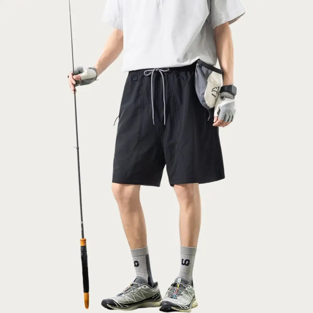 Relaxed Drawstring Side-Pocket Lightweight Men's Athletic Shorts