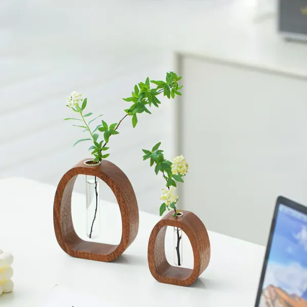 🌿✨Solid Wood Glass Vase