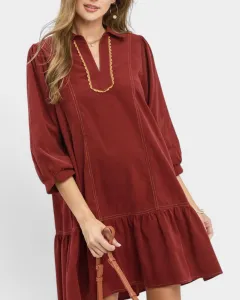 Corduroy Collared Mini Dress