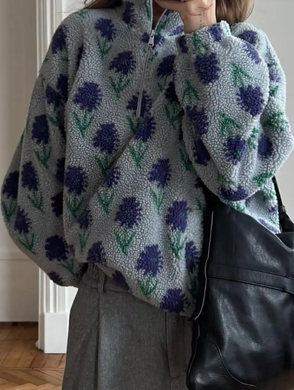 Stand Collar Long Sleeve Sweatshirt