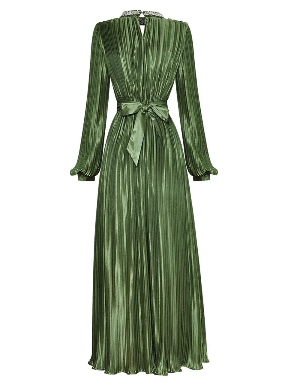 Satin Pleated Romantic Maxi Dress