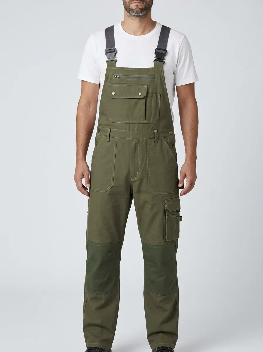 Men's Versatile Multi-Pocket Cargo Bib Work Overalls