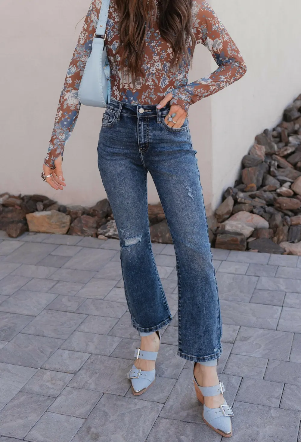 High Rise Cropped Flare Jeans