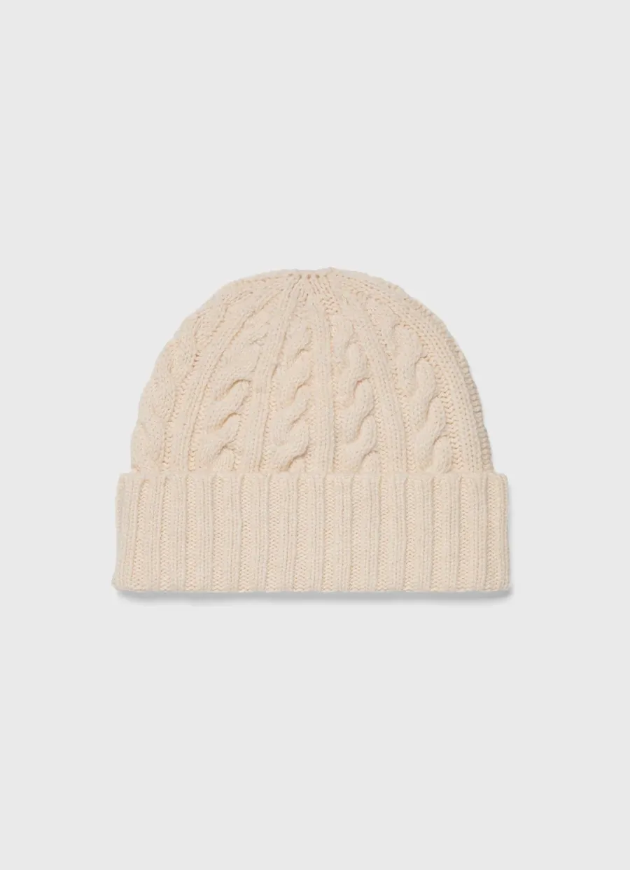 Lambswool Cable Hat - White