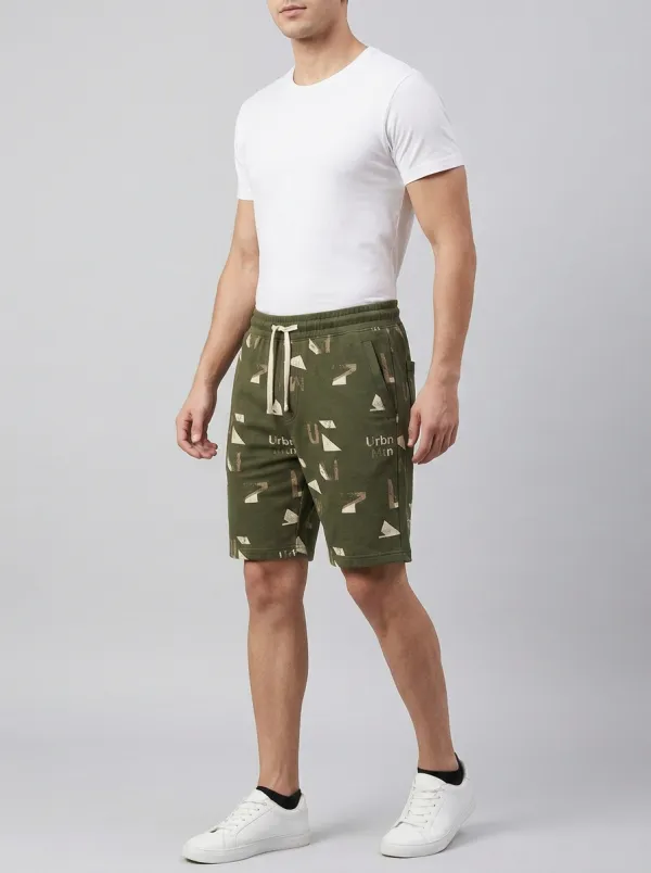 Men's Geometric Mountain Letter Graphic Running Printed Sweat Shorts