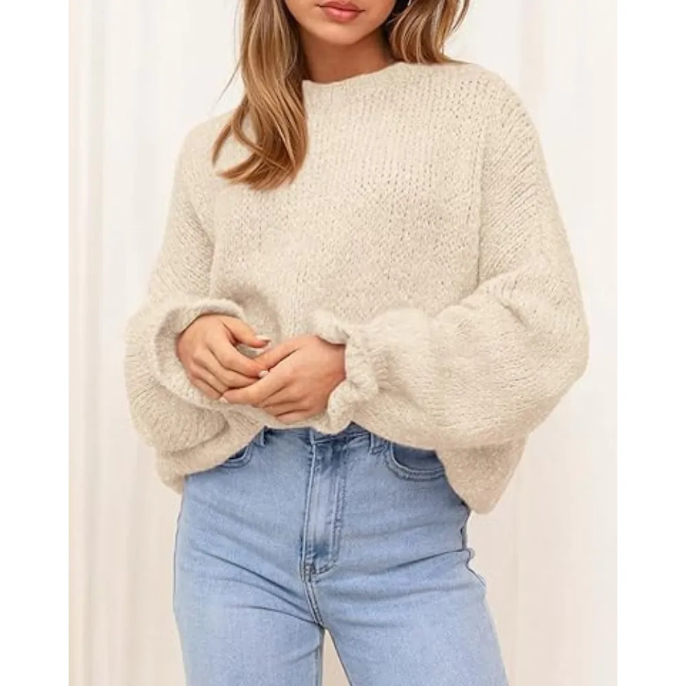 Women's Oversized Sweater Crewneck Long Sleeve