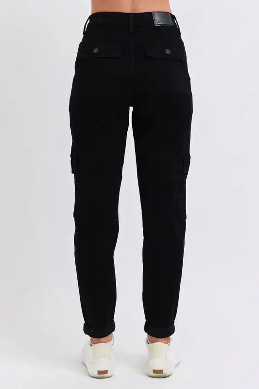 High-Waist Drawstring Cuffed Pocketed Cargo Jogger Pants