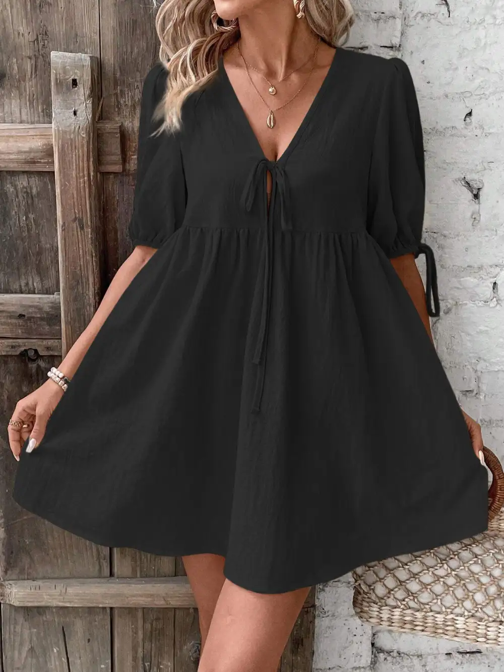 Puff Sleeve Mini Dress