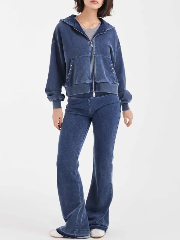 Star-Accent Zip-Up Hoodie