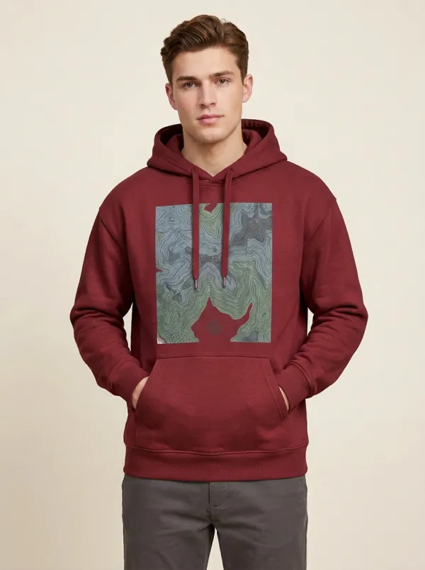 Men's Hiking Explorer Topographic Compass Graphic Hoodie
