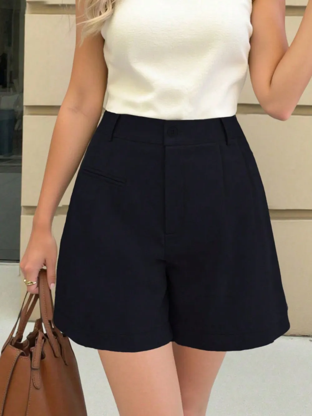 Textured High Waist Shorts