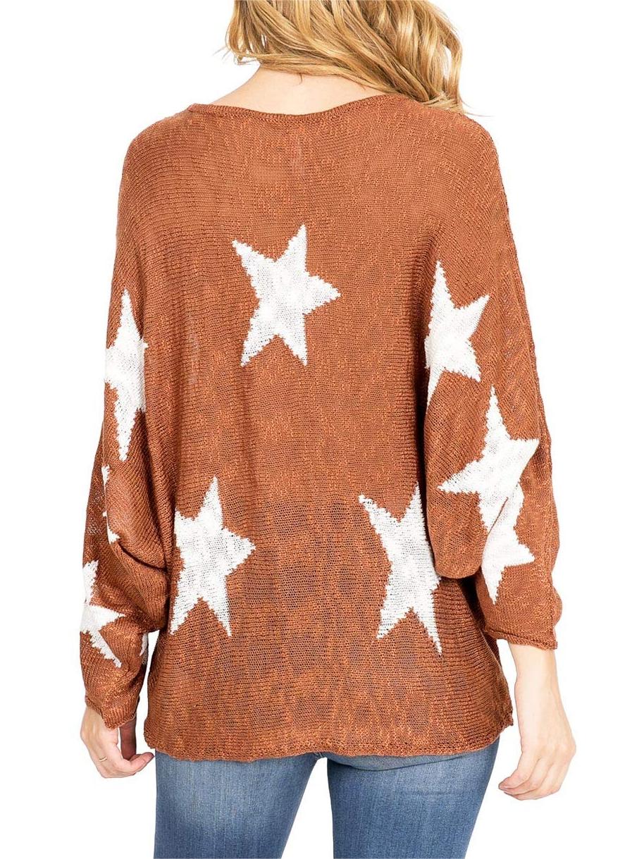 Maroon Star - Print Oversized Sweater