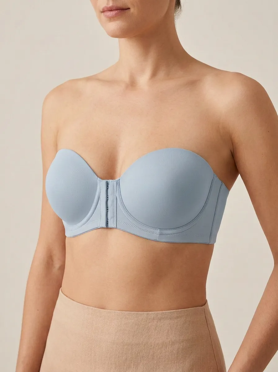 Women's Contoured-Cup Clean-Edge Front-Closure Strapless Bra