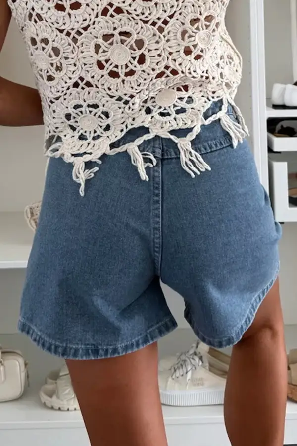 High Waist Pocketed Utility Shorts