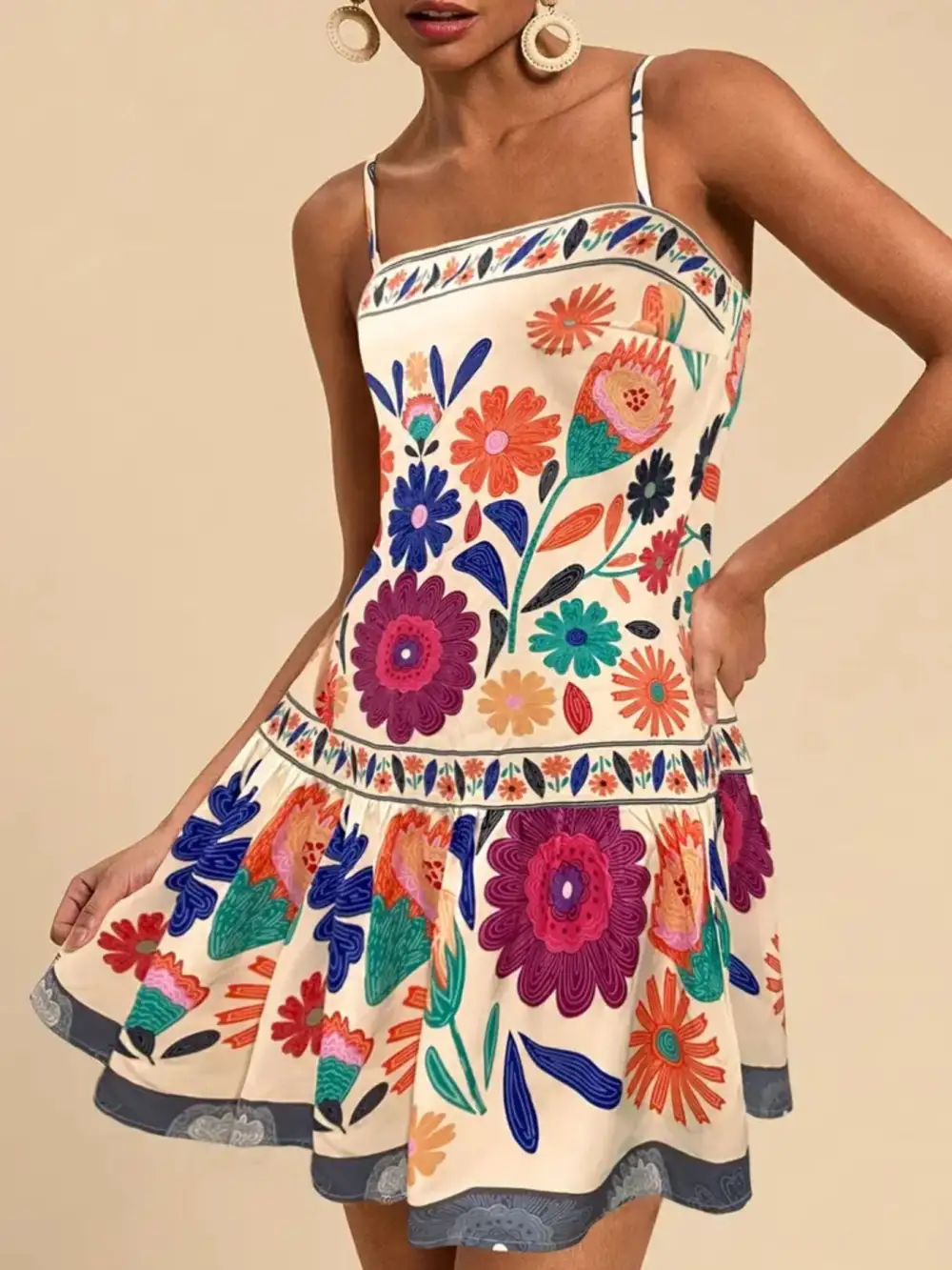 Floral Printed Sleeveless Mini Dress