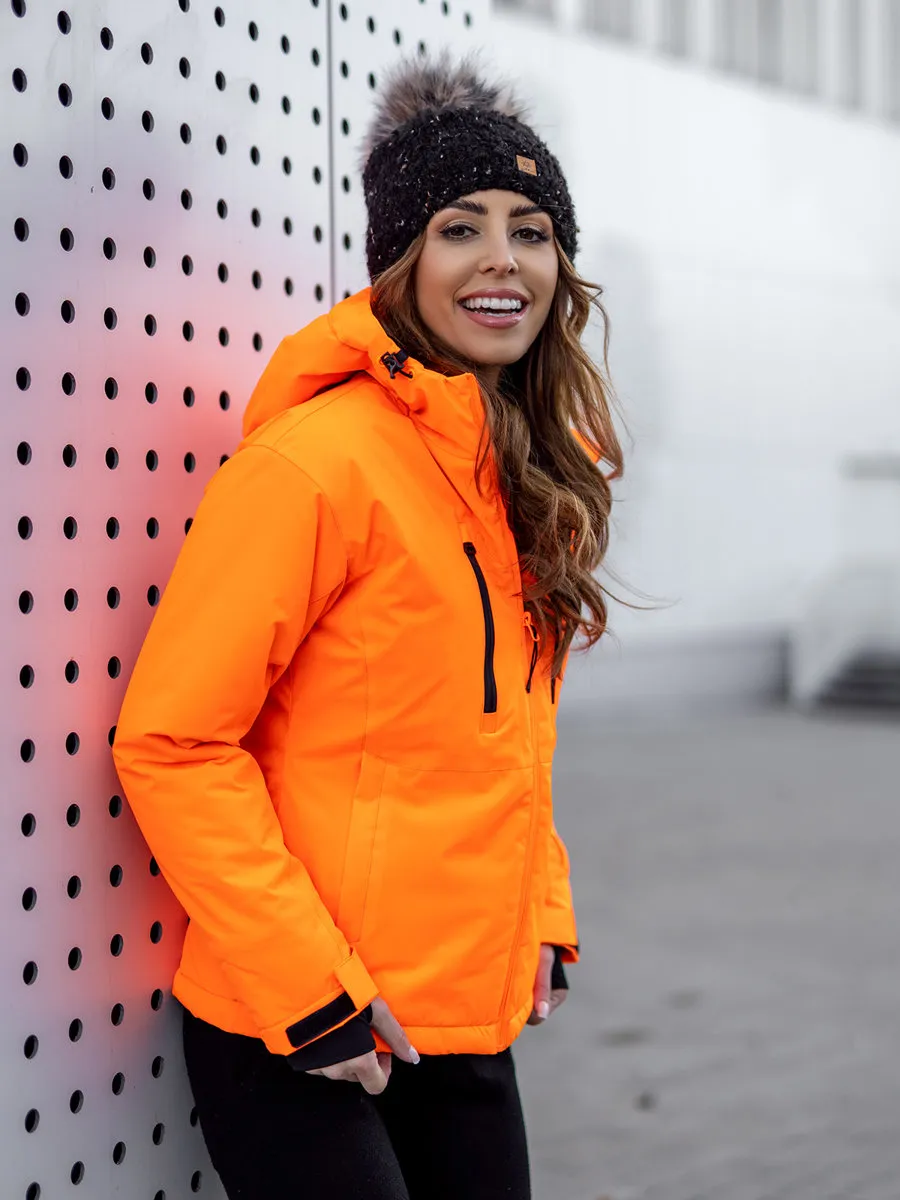 Orange women's winter ski jacket