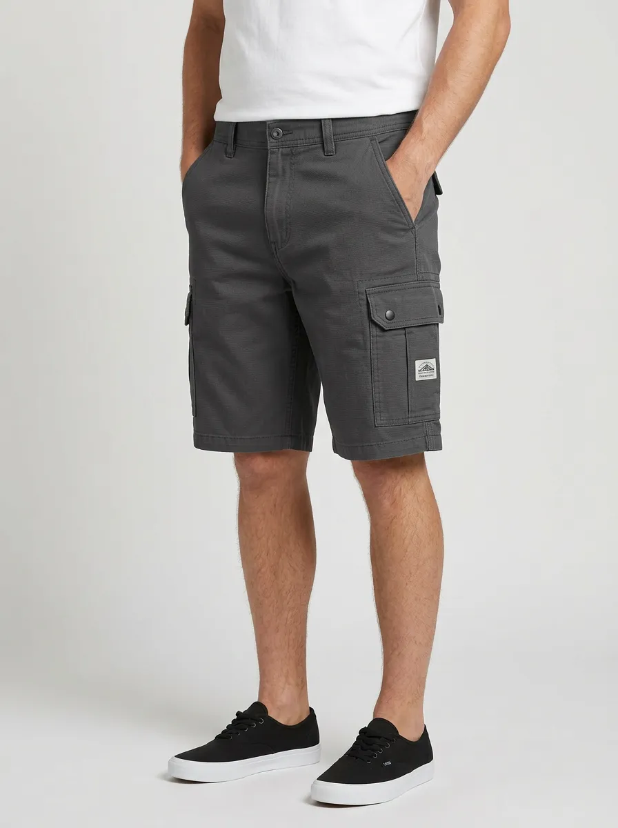 Men's Outdoor Adventure Grey Patch Printed Cargo Shorts