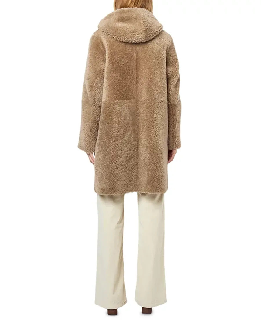 Camel Long Sleeve Leather Coat