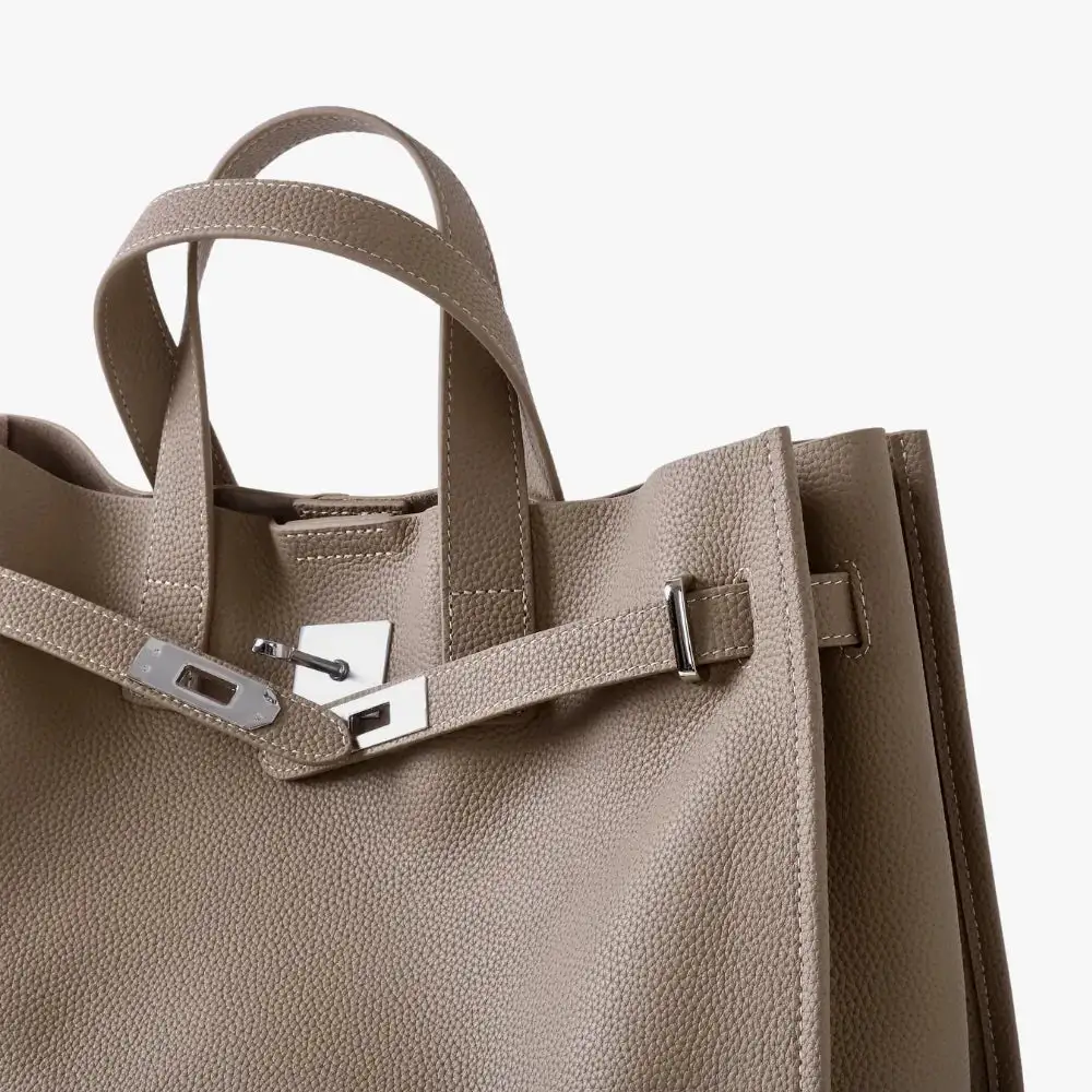 Open Top Soft Grain Shoulder Bag
