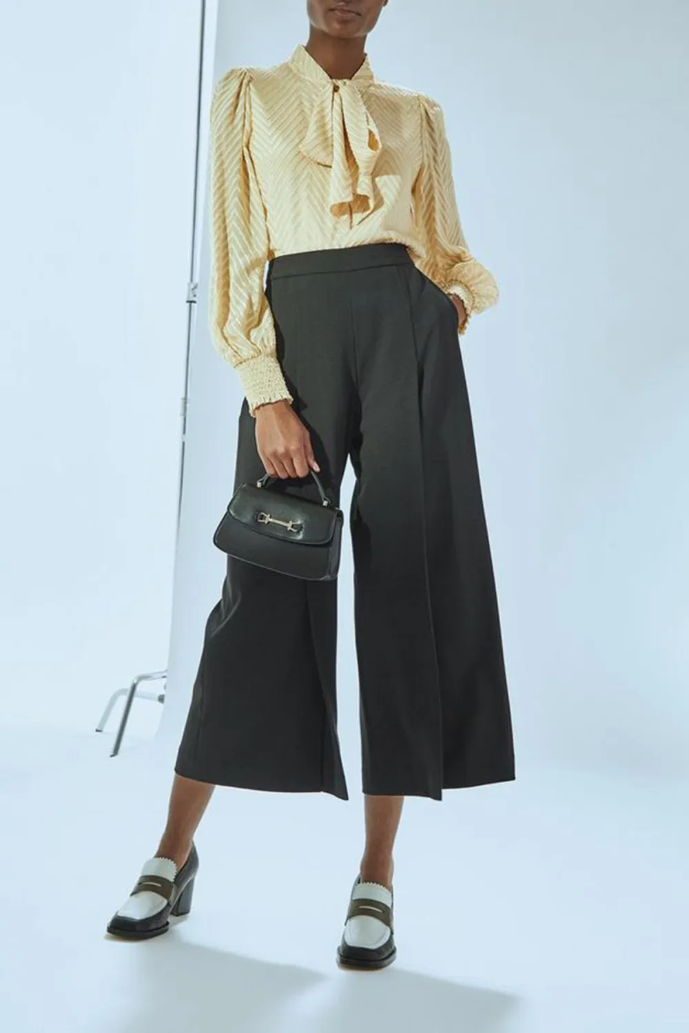 Dark Grey High Waist Split Hem Wide Leg Trousers