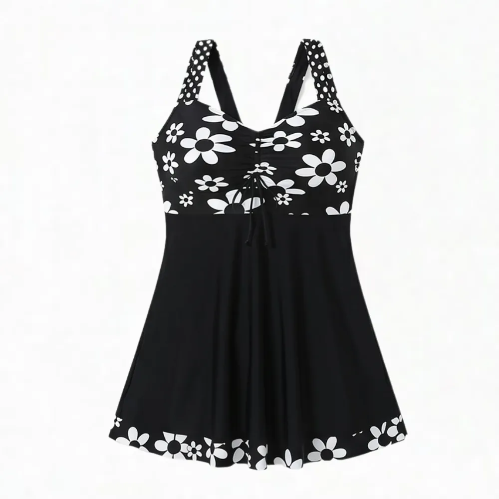 Floral Halter Swimdress With Skirted Hem