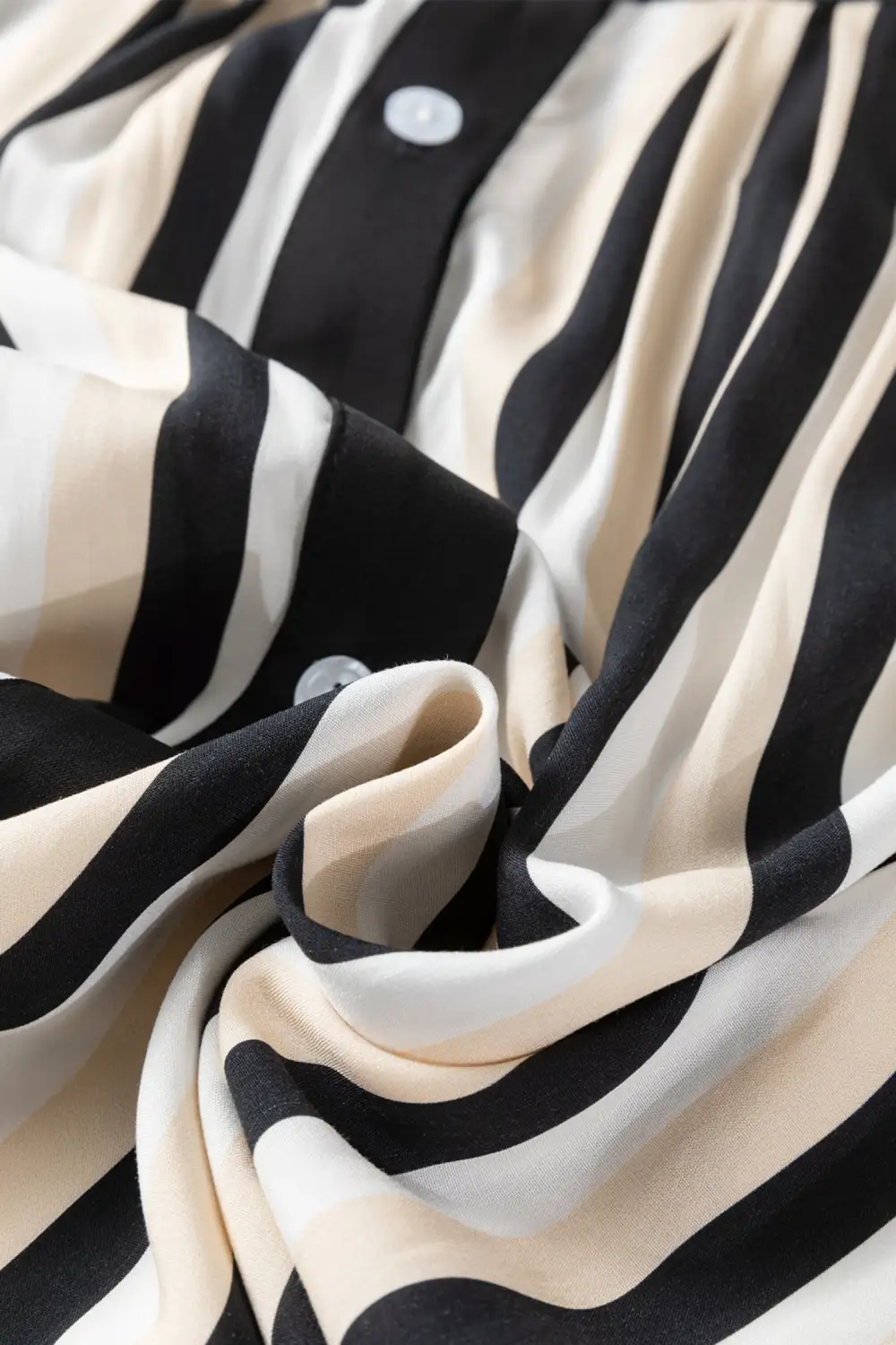 Striped Button Front Puff Sleeve Midi Dress