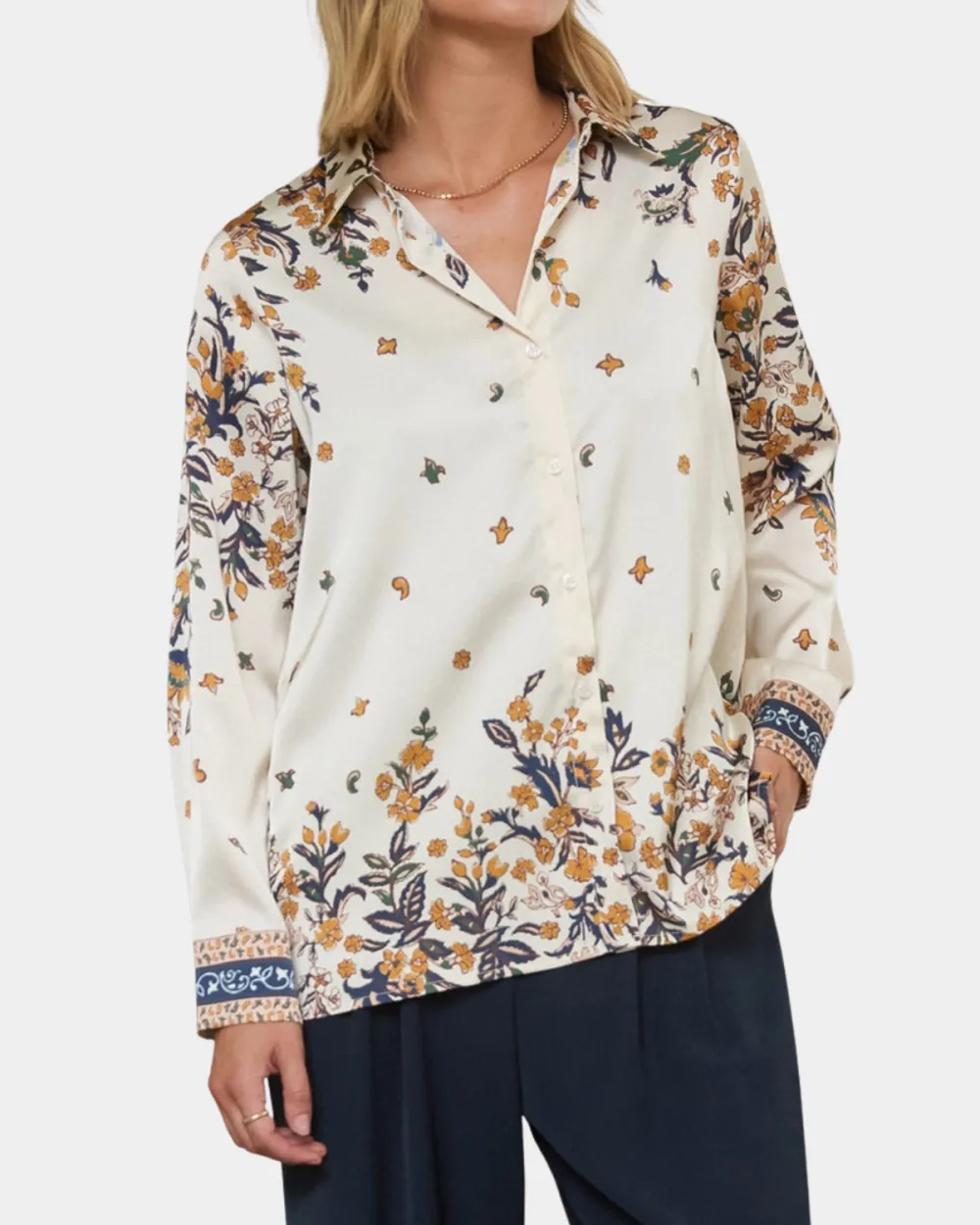 Floral Print Satin Shirt
