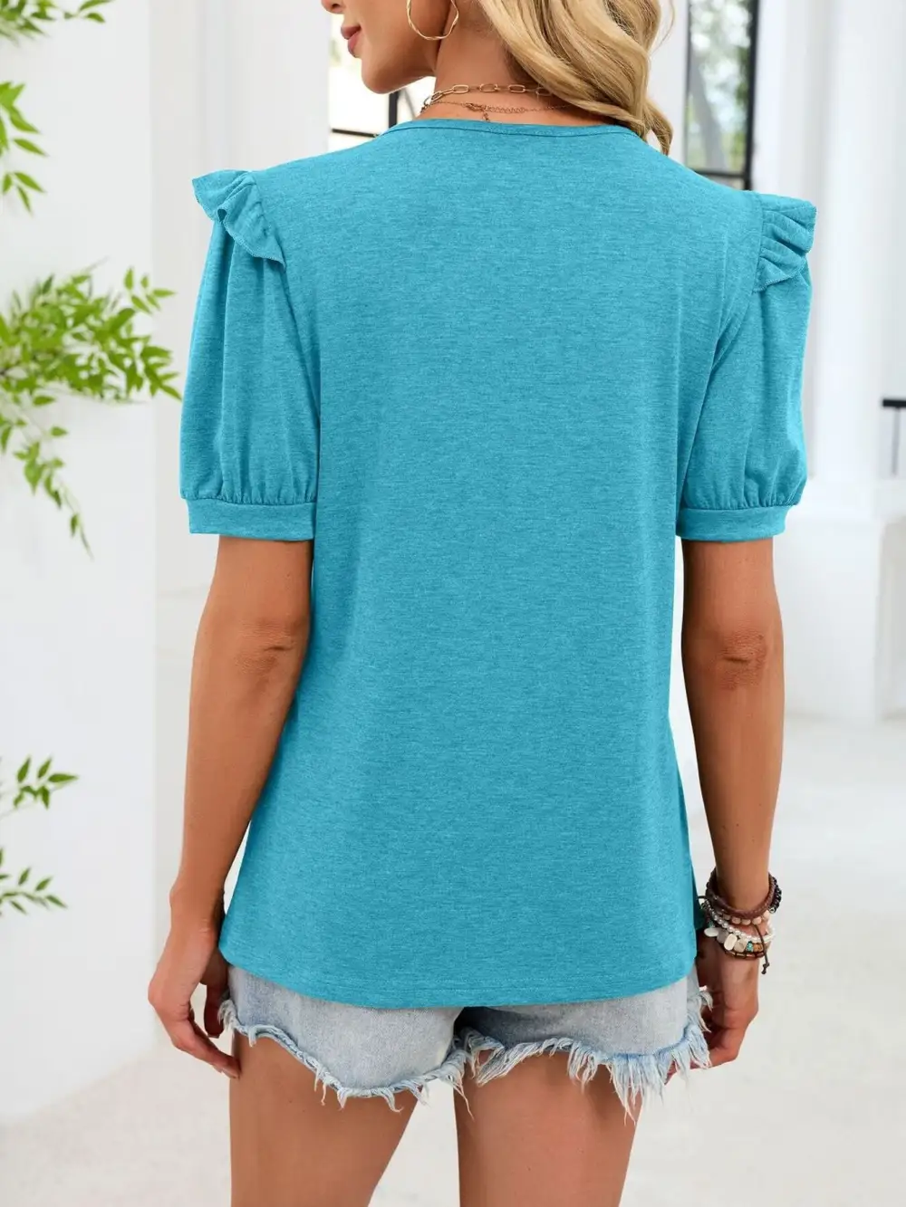 Versatile Ruffled Short Sleeve T-shirt