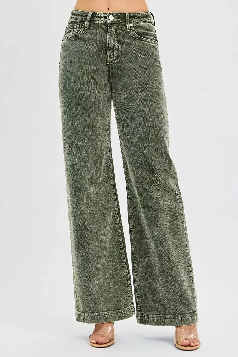 High Rise Corduroy Wide Leg Jeans