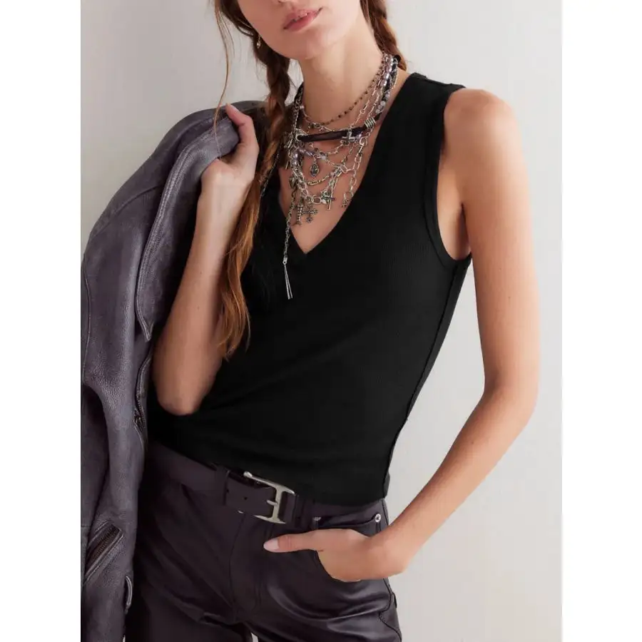 V Neck Wide Strap Tank