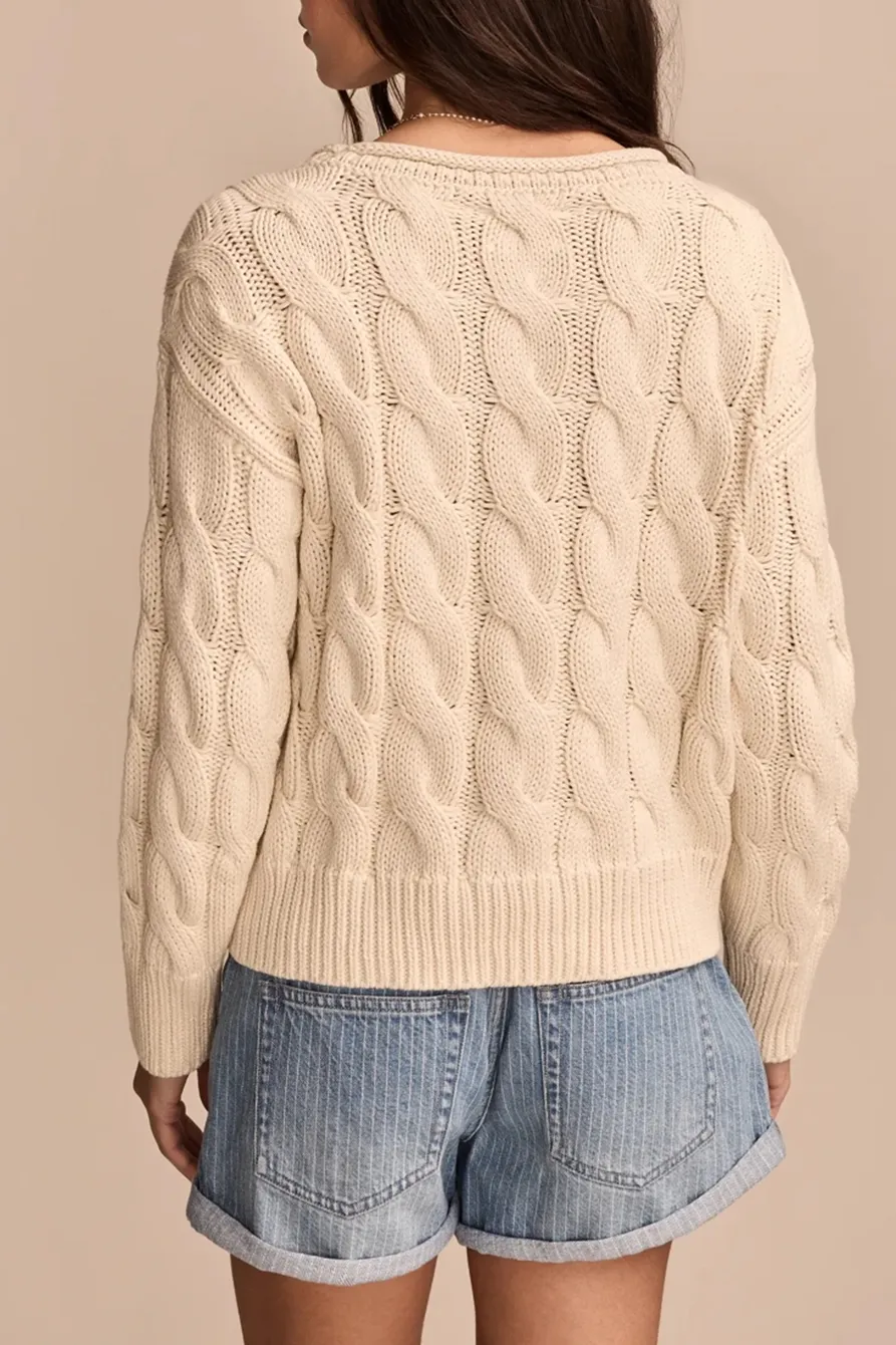 Crew Neck Cable Sweater Pullover