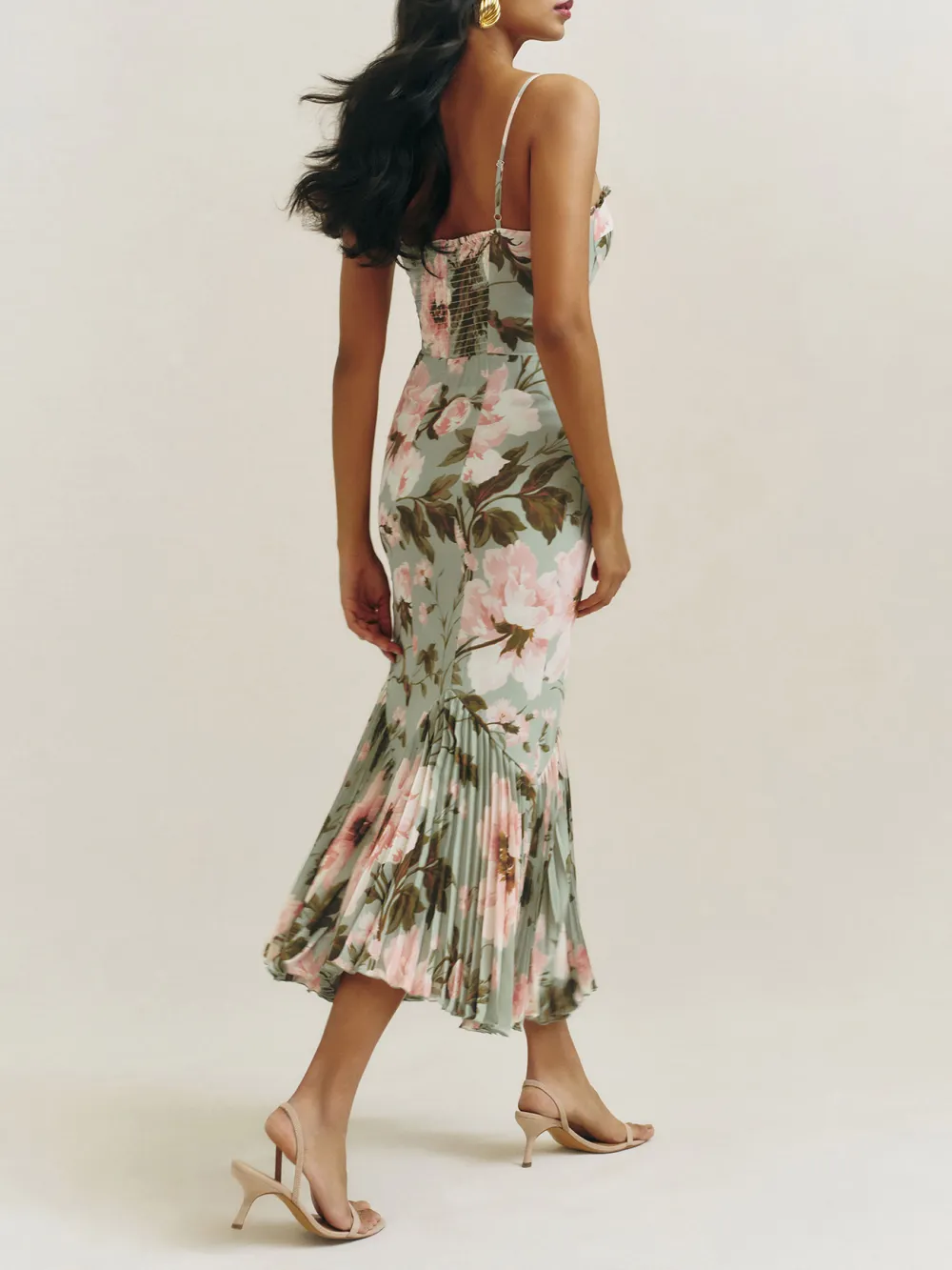 Spaghetti Strap Floral Midi Dress