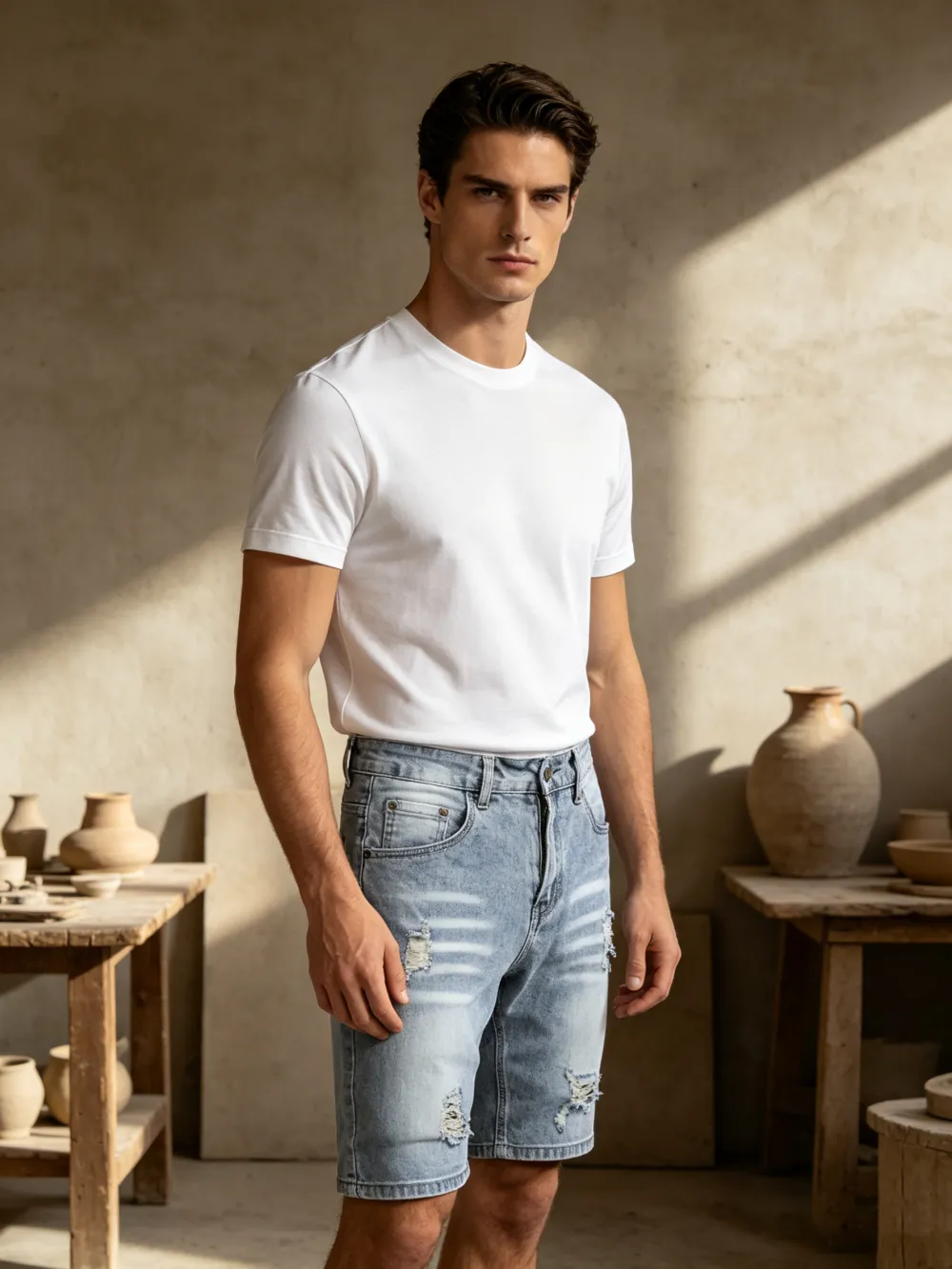 🛒 90% OFF NOW!2026 New Men'S Multi Pack Slim Fit Stretch Denim Shorts Ripped Skinny Jean Shorts For Men