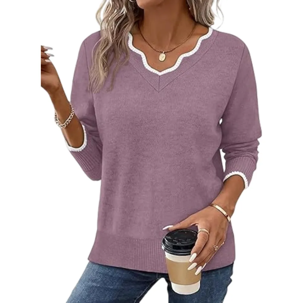 Women's Soft V-Neck Pullover Sweater